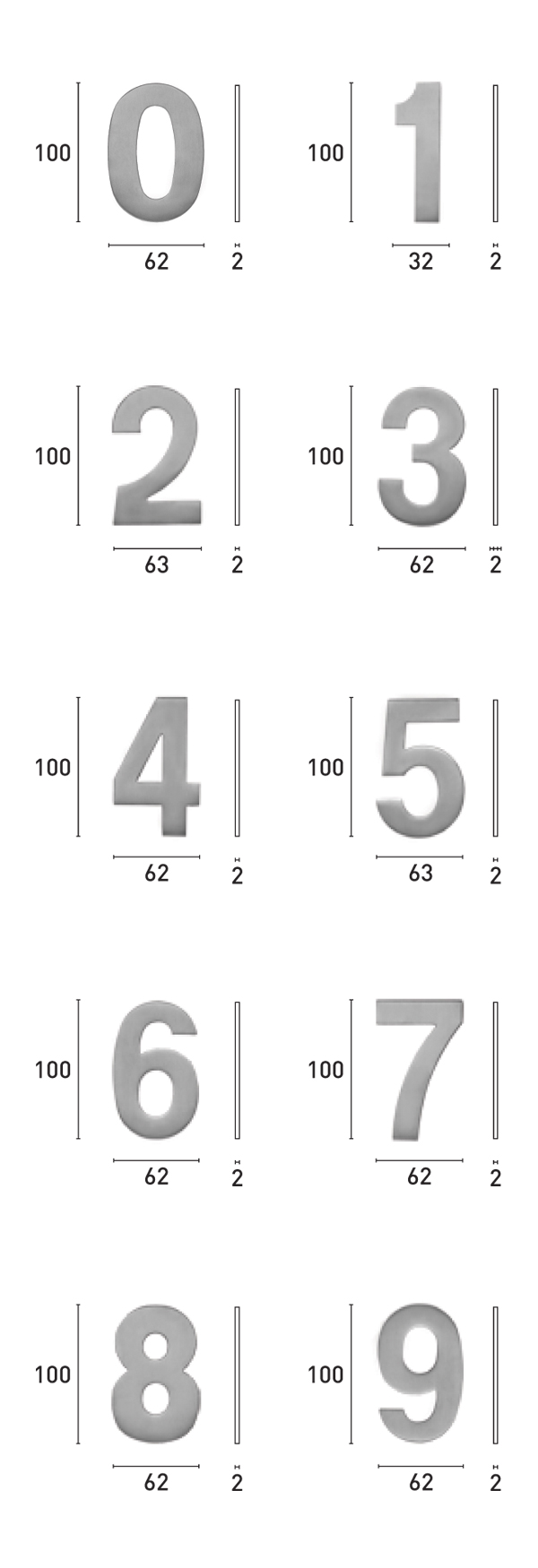 Algarimos 100mm (0 ... 9) - INOX 304